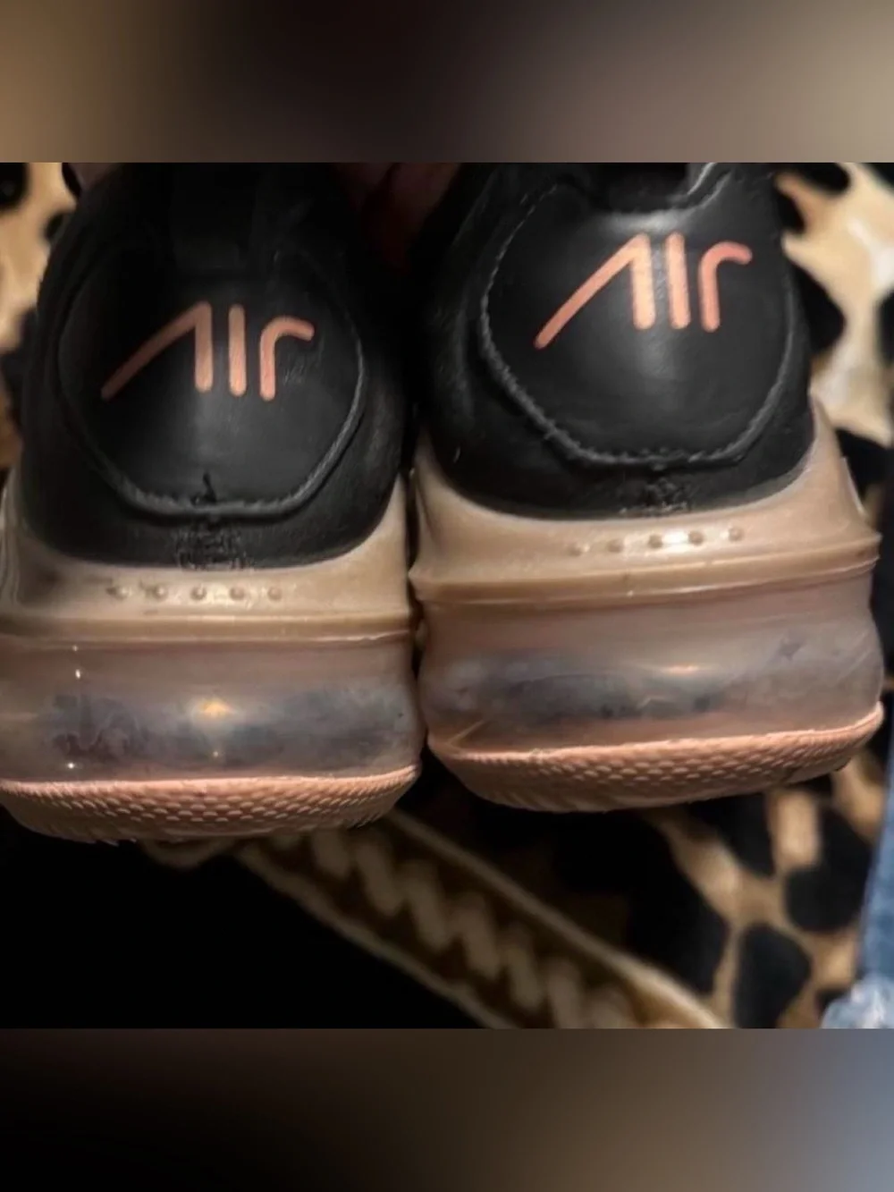 Nike Air Max Black Sneaker with Rose Gold Swoosh Accent